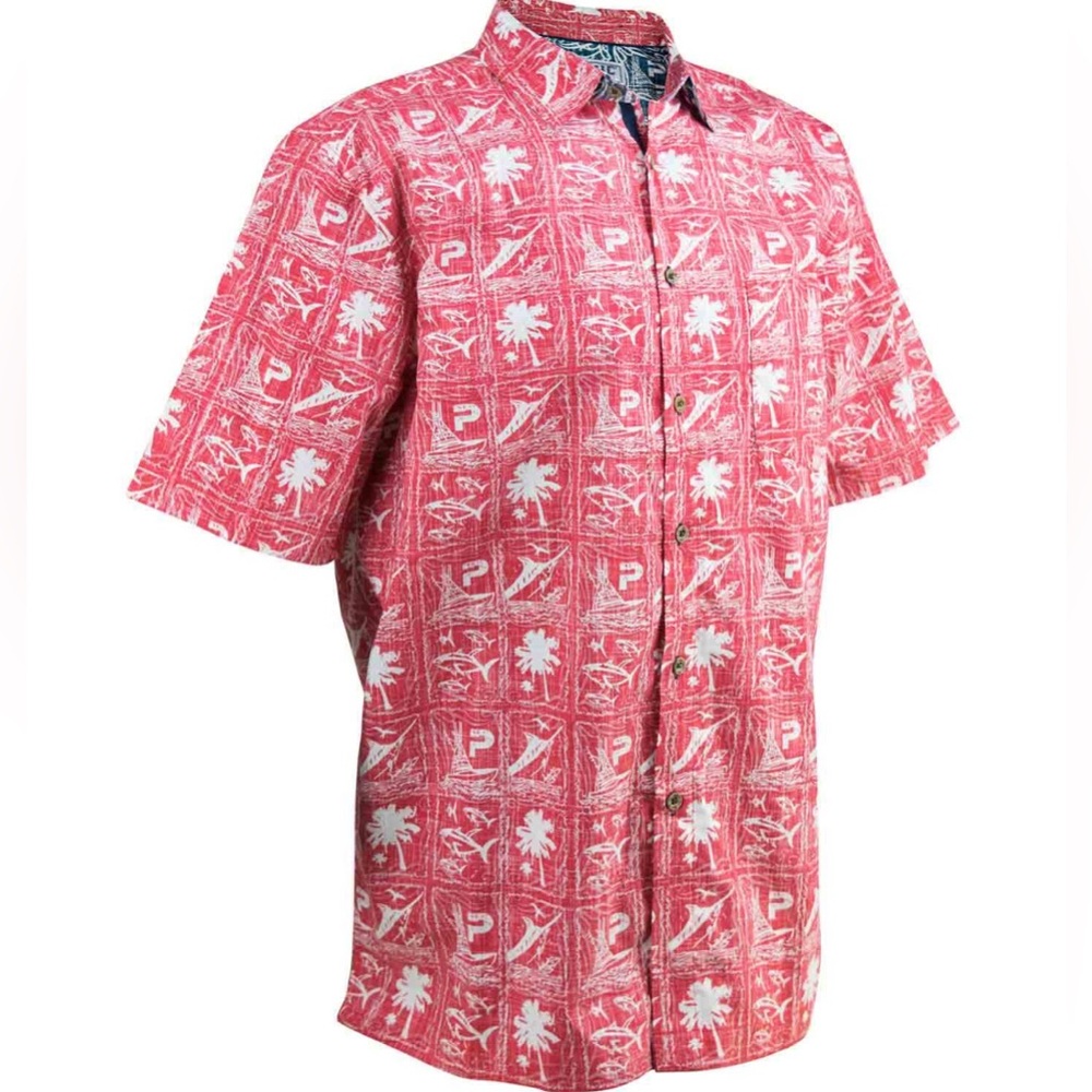 Pelagic Fishing Shirt Mens 3XL Islander Woven Fish Print Hawaiian Golf‎ Outdoor